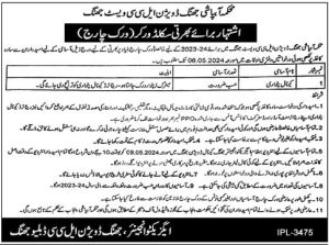 The Irrigation Department is accepting applications for the following job openings in Jhang, Jhang Punjab, Pakistan, as listed in the newspape