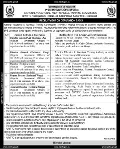 According to a job advertising published in the daily Aaj Newspaper on April 25, 2024, the National Vocational & Technical Training 