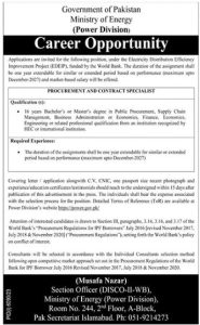 Islamabad, Pakistan: Ministry of Energy, Power Division Pakistan is seeking applications from qualified individuals for the positions