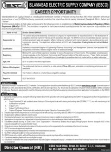 An employment notice from the Islamabad Electric Supply Company (IESCO) in the daily Jang Newspaper dated approximately