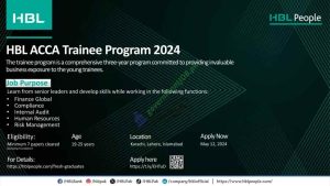 Most recent announcement on the ACCA Trainee Program and HBL Jobs 2024: published on the HBL job portal website
