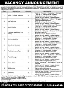 Qualified individuals are being sought for a number of positions in Islamabad by a recognized management and technical organization