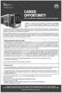 Take part in the revolutionary Karachi Red Line BRT initiative! The Project Implementation Agency, TransKarachi, is hiring for a Chief Executive